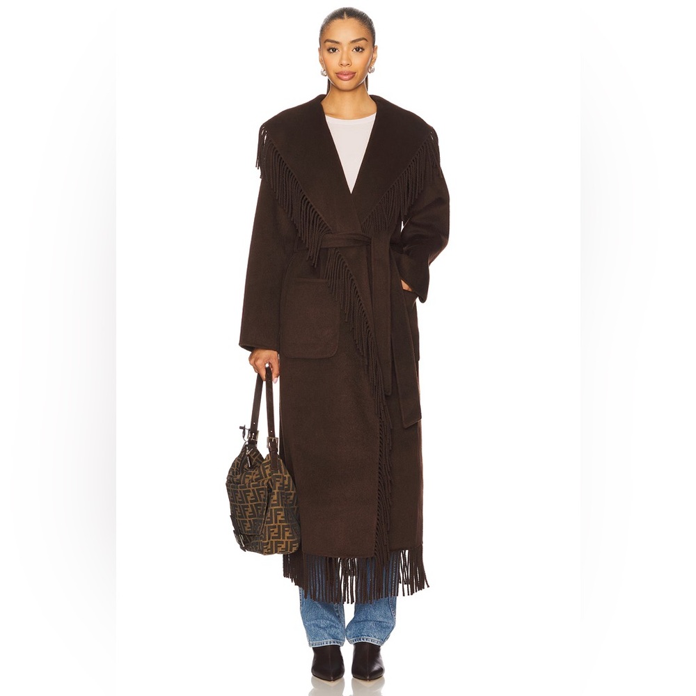 SIMKHAI ‘CARRIE’ Fringe robe coat